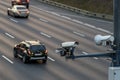 Moscow Ring Road, speed camera view, shoulder control