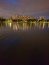 Moscow river city night lights panorama city Royalty Free Stock Photo