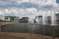 Moscow river. Fountains on the Moscow River near Bolotnaya embankment Royalty Free Stock Photo