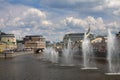 Moscow river. Fountains on the Moscow River near Kadyshevskaya embankment Royalty Free Stock Photo