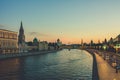 Moscow River in Moscow, Moscow Kremlin. Russia.Russia. Moscow river, evening time. Royalty Free Stock Photo