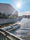 Moscow river and the small ships