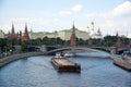 Moscow River. View of the Kremlin. Royalty Free Stock Photo