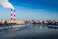 Moscow river in winter time. Royalty Free Stock Photo