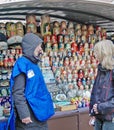 Russian Doll Stall and Seller, Moscow, Russia