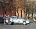 Russian Police Officers and Car, Kremlin Wall, Red Square, Moscow, Russia