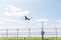 Moscow, Russia, 08/11/2019: Aeroflot airplane going to land at the airport