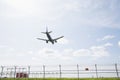 Moscow, Russia, 08/11/2019: Aeroflot airplane going to land at the airport