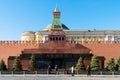 The Mausoleum of Lenin and Kremlin wall also known as Lenin`s Tomb on Red Square in Moscow at Russia Royalty Free Stock Photo