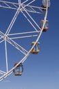 Moscow, Russia, 29 apr 2019. Several painted Cabins on the Ferris wheel