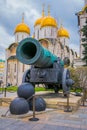 MOSCOW, RUSSIA- APRIL, 29, 2018: Amazing view of old military ancient cannons. Collection incorporates old Russian and