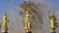 MOSCOW, RUSSIA - APRIL 23, 2019: Figures of Fountain Friendship of Nations at All-russia Exhibition Center in Moscow Royalty Free Stock Photo