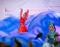 Moscow, Russia - April 12, 2023. Flower dance by girls from Buryatia in national costumes at the festival