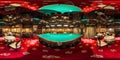 MOSCOW, RUSSIA - APRIL, 2019: full seamless hdri panorama 360 degrees angle view in interior elite luxury nightclub with billiard