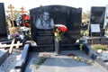 The grave of the famous Russian film actor Alexei Buldakov at the Troekurovsky cemetery in Moscow