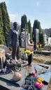 The grave of the famous Russian film actor Vladislav Galkin at the Troekurovsky cemetery in Moscow