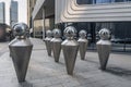 Installation Echo by canadian artist Husam Chaya near the IQ quarter of Moscow city. Moscow. Russia