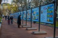 MOSCOW, RUSSIA- APRIL, 29, 2018: Outdoor view of unidentified people walking in a Gorky Park, during a gorgeous summer Royalty Free Stock Photo