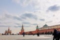 Panoramic view of Moscow Kremlin with Spassky Tower and Saint Basil's Cathedral in center city on Red Square, Moscow Royalty Free Stock Photo