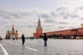 Panoramic view of Moscow Kremlin with Spassky Tower and Saint Basil's Cathedral in center city on Red Square, Moscow Royalty Free Stock Photo