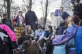 People came to the Basmanny court to support the arrested students in the case Doxa Royalty Free Stock Photo