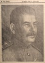 Moscow, Russia - april 30 2021: Photo of Joseph Stalin from an old newspaper of the forty-fifth year of the twentieth