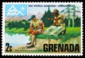 Postage stamp printed in Grenada shows Map reading, 14th World Scout Jamboree serie, circa 1975