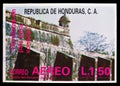Postage stamp printed in Honduras shows Water castle San Fernando de Omoa, Tourism 1986 serie, circa 1986
