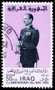 Postage stamp printed in Iraq shows Abdas Mohammed Salam Aref 1920-1966, president of the Repu, 2nd anniversary of the 18th