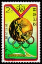 Postage stamp printed in Korea shows David Wilke, United Kingdom, Medalists of the Olympic Games, Montreal (II) serie, circa 1976