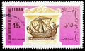 Postage stamp printed in Lebanon shows Phoenician Ship, Invention of Alphabet by Phoenicians serie, circa 1966