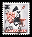 Postage stamp printed in Tanzania shows Native Handicraft, Country Motifs serie, circa 1965