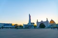 Moscow, Russia, April 30, 2019: Russian spaceship Vostok 1, monument of the first soviet rocket at VDNH