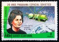 MOSCOW, RUSSIA - APRIL 2, 2017: A stamp printed in Guinea Equatorial shows Vostok 3 and 4 spaceship, 1962, and portraits