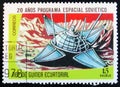 Stamp printed in Guinea Equatorial shows Luna 9 space ship, circa 1978