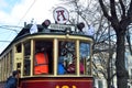 Moscow, Russia, April, 15, 2017. The tram A `Annushka` on Chistoprudny Boulevard