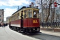 Moscow, Russia, April, 15, 2017. The tram A `Annushka` on Chistoprudny Boulevard