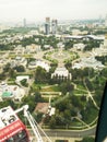 Moscow, Russia - 08.08.2023 -Areal view of Exhibition of Achievements of National Economy site, known as VDNKH. City