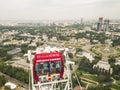 Moscow, Russia - 08.08.2023 -Areal view of Exhibition of Achievements of National Economy site, known as VDNKH. City