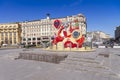 Moscow, Russia. Arpil 13, 2018, the Main clock of countdown to t