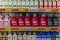 Moscow, Russia, 15/05/2020: Assortment of cleaning products on shelves in a supermarket. Big choice Royalty Free Stock Photo