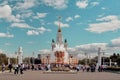 Peoples Friendship fountain. View of Exhibition of Achievements of National Economy VDNKh park in Moscow. Royalty Free Stock Photo