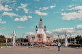 Peoples Friendship fountain. View of Exhibition of Achievements of National Economy VDNKh park in Moscow. Royalty Free Stock Photo