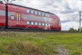 Moscow, Russia - August 4, 2019: Aeroexpress train, the fastest commuter train to the airport. Public ecological transport