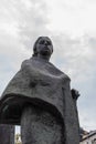 Moscow, Russia - August 24, 2020: Bronze monument to Nadezhda Krupskaya, wife and companion of Lenin, portrait close-up