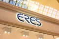 MOSCOW, RUSSIA - AUGUST 10, 2021: Eres brand retail shop logo signboard on the storefront in the shopping mall.