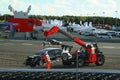 Moscow, Russia - August 29, 2015: Extraordinary stage of Porsche Sport Challange Moscow Raceway in the framework of the DTM Race. Royalty Free Stock Photo