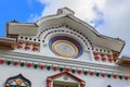 Moscow, Russia - August 06, 2018: Facade of Gallery Art-Kremlin in Izmailovo Kremlin on a blue sky background. Cultural and entert