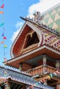 Moscow, Russia - August 06, 2018: Facade of Palace of the russian repast in Izmailovo Kremlin closeup. Cultural and entertainment