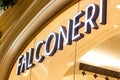 MOSCOW, RUSSIA - AUGUST 10, 2021: Falconeri brand retail shop logo signboard on the storefront in the shopping mall.